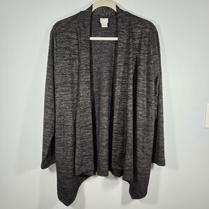 Chico’s Zenergy‎ Cardigan Draped Front Women’s Size 2 (12/14) Black Knit Sweater